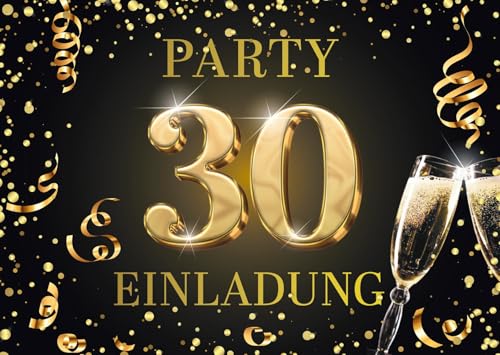 Edition Colibri Einladungskarten zum 30. Geburtstag, 10 Stück, Format A6, Karten-Set, Einladung, zum Beschriften, Party schwarz, gold (11172 DE) von Edition Colibri
