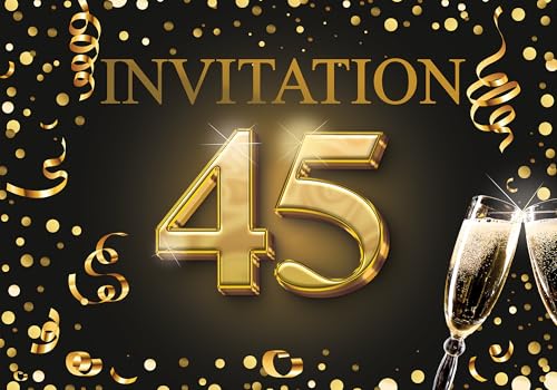Edition Colibri Einladungskarten zum 45 Geburtstag 10er Set DIN A6 Karten Set zum Ausfüllen, Einladung, Jubiläum, Party, Schwarz, Gold Edition Colibri Einladungskarten zum 45 Geburtstag 10er Set DIN A6 Karten Set zum Ausfüllen, Einladung, Jubiläum, Party, Schwarz, Gold von Edition Colibri