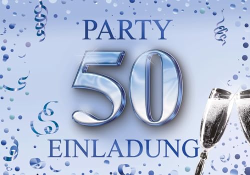 Edition Colibri Einladungskarten Geburtstag, 10 Stück, Format A6, Karten-Set, Einladung zum Beschriften, Party (Blau, 50) von Edition Colibri