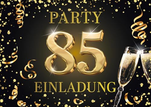 Edition Colibri Einladungskarten zum 85. Geburtstag, 10 Stück, Format A6, Karten-Set, Einladung, zum Beschriften, Party schwarz, gold (11183 DE) von Edition Colibri