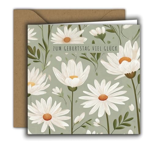 Edition Colibri Geburtstagskarte für Frau – hochwertige Glückwunschkarte mit Umschlag – quadratische Klappkarte zum Geburtstag (15x15 cm) – Geldgeschenk oder Gutschein – Gänseblümchen 4 von Edition Colibri