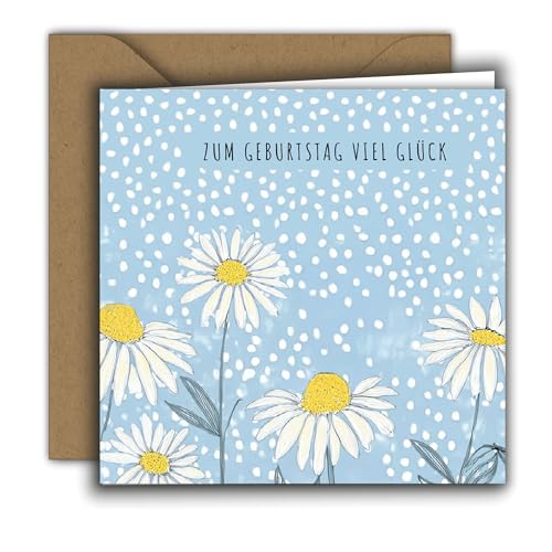 Edition Colibri Geburtstagskarte für Frau – hochwertige Glückwunschkarte mit Umschlag – quadratische Klappkarte zum Geburtstag (15x15 cm) – Geldgeschenk oder Gutschein – Gänseblümchen 9 von Edition Colibri