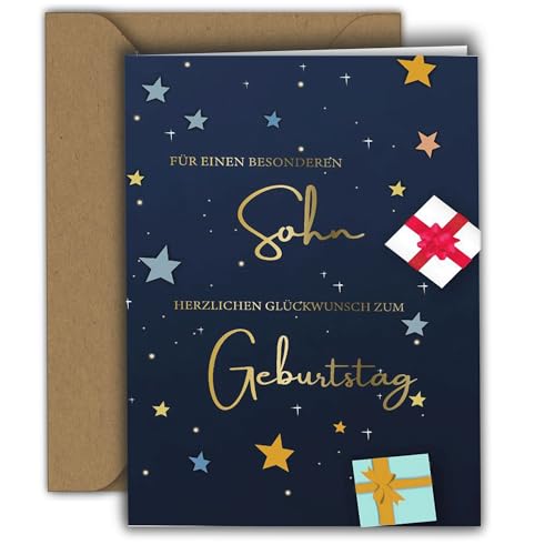 Edition Colibri Geburtstagskarte für Sohn – FÜR EINEN BESONDEREN SOHN – Glückwunschkarte für Jungen & Männer I Premium Klappkarte mit Umschlag I Glückwunschkarte Lieblingssohn, A6 von Edition Colibri