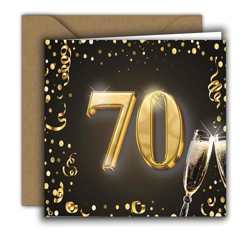 Edition Colibri Glückwunschkarte 70. Geburtstag – hochwertige Klappkarte mit Umschlag für Frau & Mann – quadratische Geburtstagskarte – ideal für Geldgeschenk oder Gutschein, gold, 15 x 15 cm Edition Colibri Glückwunschkarte 70. Geburtstag – hochwertige Klappkarte mit Umschlag für Frau & Mann – quadratische Geburtstagskarte – ideal für Geldgeschenk oder Gutschein, gold, 15 x 15 cm von Edition Colibri