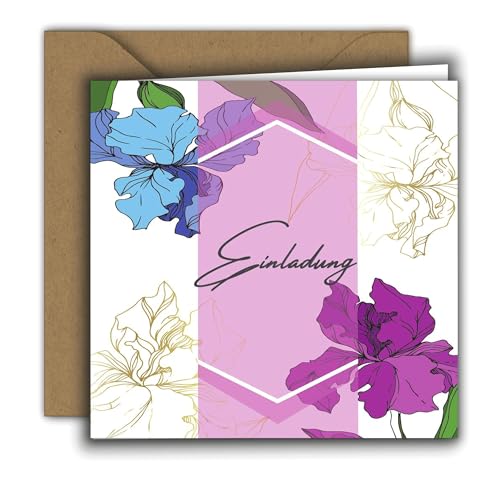 Edition Colibri Premium Einladungskarte mit Umschlag – elegante Klappkarte 15x15 cm für Hochzeit, Geburtstag, Kommunion, Konfirmation & festliche Anlässe, Iris Edition Colibri Premium Einladungskarte mit Umschlag – elegante Klappkarte 15x15 cm für Hochzeit, Geburtstag, Kommunion, Konfirmation & festliche Anlässe, Iris von Edition Colibri
