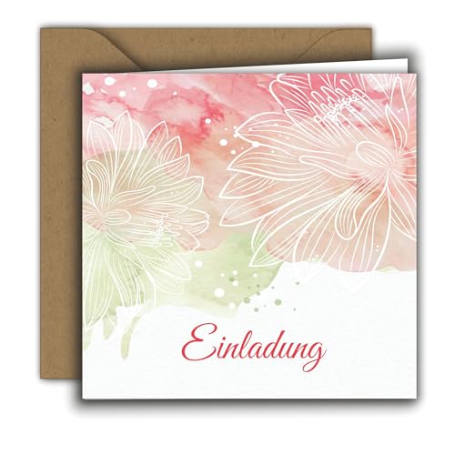 Edition Colibri Premium Einladungskarte mit Umschlag – elegante Klappkarte 15x15 cm für Hochzeit, Geburtstag, Kommunion, Konfirmation & festliche Anlässe, aquarell von Edition Colibri