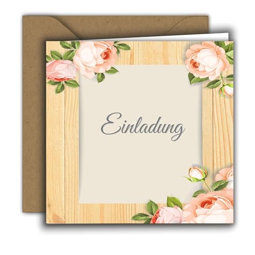 Edition Colibri Premium Einladungskarte mit Umschlag – elegante Klappkarte 15x15 cm für Hochzeit, Geburtstag, Kommunion, Konfirmation & festliche Anlässe, rustikal Edition Colibri Premium Einladungskarte mit Umschlag – elegante Klappkarte 15x15 cm für Hochzeit, Geburtstag, Kommunion, Konfirmation & festliche Anlässe, rustikal von Edition Colibri