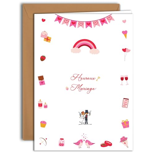 Edition Colibri Romantische Hochzeitskarte – Liebesfeier – große Klappkarte (A4) – inklusive Umschlag aus Kraftpapier – Innenseite unbedruckt von Edition Colibri