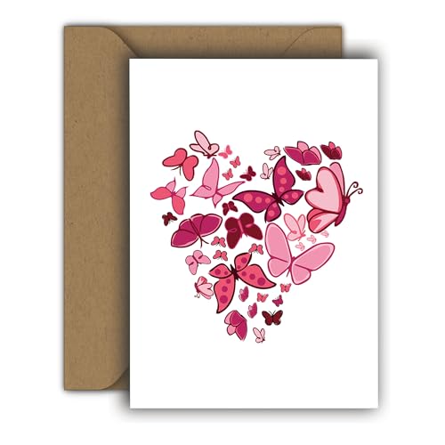 Edition Colibri Valentinstag Karte für Sie und Ihn, A6, Klappkarte mit Umschlag, Liebeskarte, Jahrestag, Jubiläumskarte, Valentinstagskarte, Herzmensch (Schmetterlingsküsse) von Edition Colibri