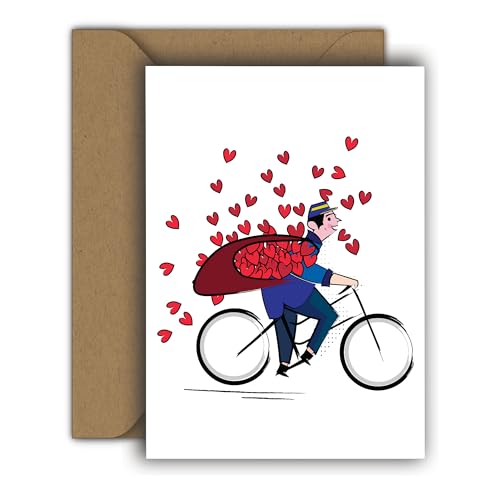 Edition Colibri Valentinstag Karte für Sie und Ihn, A6, Klappkarte mit Umschlag, Liebeskarte, Jahrestag, Jubiläumskarte, Valentinstagskarte, Herzmensch (Fahrrad für Zwei) von Edition Colibri