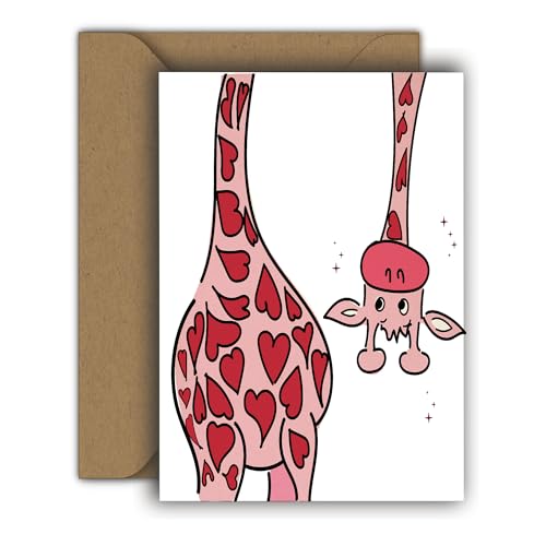 Edition Colibri Valentinstag Karte für Sie und Ihn, A6, Klappkarte mit Umschlag, Liebeskarte, Jahrestag, Jubiläumskarte, Valentinstagskarte, Herzmensch (Giraffenlachen) von Edition Colibri