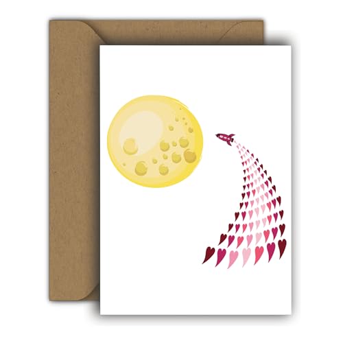 Edition Colibri Valentinstag Karte für Sie und Ihn, A6, Klappkarte mit Umschlag, Liebeskarte, Jahrestag, Jubiläumskarte, Valentinstagskarte, Herzmensch (Bis zum Mond und zurück) von Edition Colibri