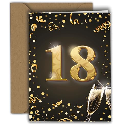Edition Colibri XXL Glückwunschkarte 18. Geburtstag – hochwertige Klappkarte A4 mit Umschlag für Frau & Mann – grosse Geburtstagskarte – ideal für Geldgeschenk oder Gutschein, gold Edition Colibri XXL Glückwunschkarte 18. Geburtstag – hochwertige Klappkarte A4 mit Umschlag für Frau & Mann – grosse Geburtstagskarte – ideal für Geldgeschenk oder Gutschein, gold von Edition Colibri