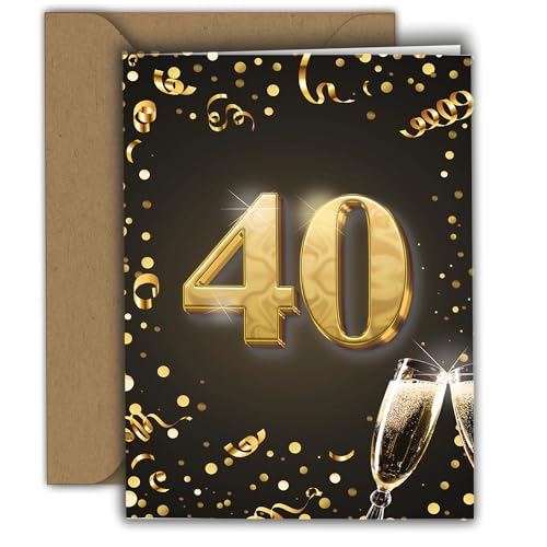Edition Colibri XXL Glückwunschkarte 40. Geburtstag – hochwertige Klappkarte A4 mit Umschlag für Frau & Mann – grosse Geburtstagskarte – ideal für Geldgeschenk oder Gutschein, gold von Edition Colibri