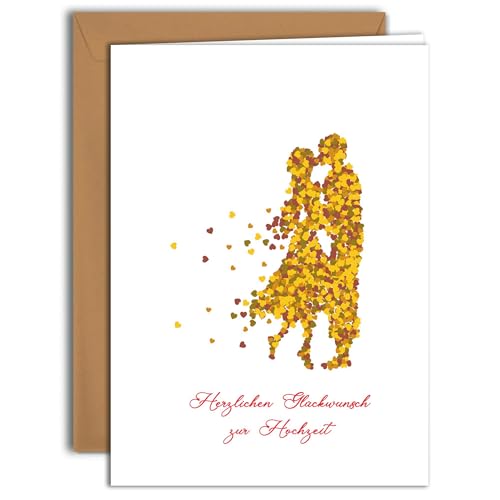Glückwunschkarte zur Hochzeit mit Küssendem Brautpaar (3) | Große Klappkarte (A4) – Kraft Umschlag enthalten – Innen blanko von Edition Colibri