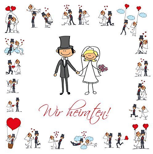 Edition Colibri 10 lustige Einladungskarten Hochzeit mit passendem Briefumschlag, besonderes Format, hochwertiger Bilderdruck auf festem Karton, quadratisch, Hochzeitseinladung von Edition Colibri
