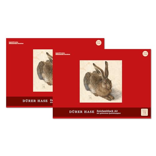 Edition Dürer Zeichenblock gekörnt A3 18 Blatt 100 g/m², 2 Stück, Malblock für Kinder und Erwachsene von Edition Dürer