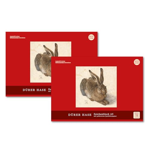 Edition Dürer Zeichenblock gekörnt A5 18 Blatt 100 g/m², 2 Stück, Malblock für Kinder und Erwachsene von Edition Dürer