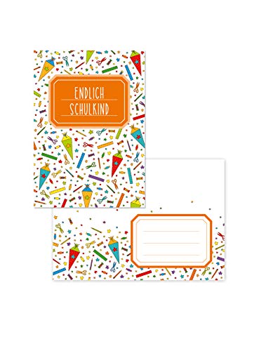 Edition SF Endlich Schulkind: 10 farbenfrohe Einladungskarten zur Einschulung (DIN A6) mit passenden Briefumschlägen von Edition SF