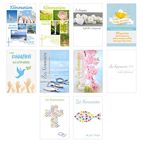 Edition Seidel Set 10 Premium Kommunionskarten mit Umschlag - Glückwunschkarte zur Kommunion - Kommunionskarte - Kartenset (Klappkarten mit Briefumschlag) von Edition Seidel