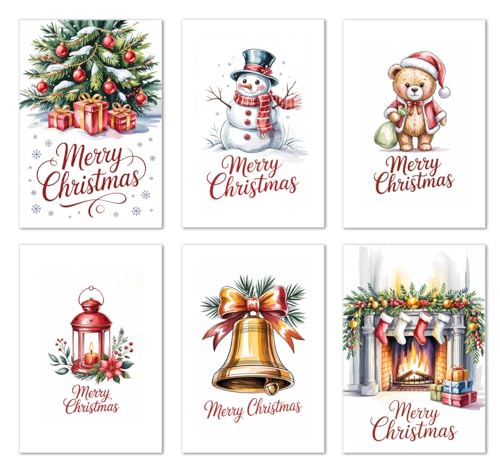 Edition Seidel Set 12 (2x6) exklusive Premium Weihnachtskarten mit Umschlag. Doppelkarten/Klappkarten mit Briefumschlag. Karte Postkarte Grußkarte Weihnachtspostkarte Weihnachten Xmas englisch von Edition Seidel