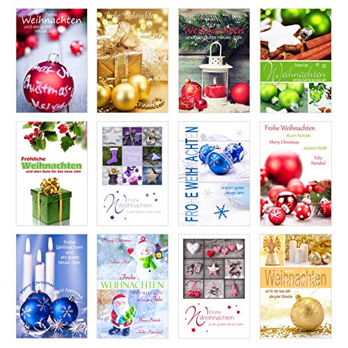 Edition Seidel Set 12 Weihnachtskarten mit Umschlag. Weihnachten Karte (Doppelkarten/Klappkarten mit Briefumschlag). Postkarte Weihnachtspostkarte von Edition Seidel