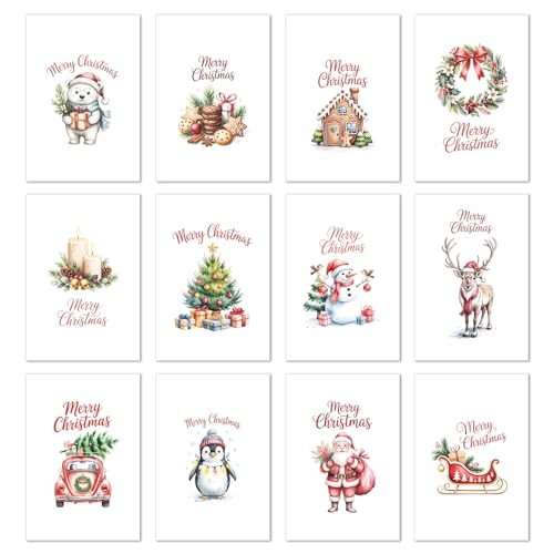 Edition Seidel Set 12 exklusive Premium Weihnachtskarten mit Umschlag. Doppelkarten/Klappkarten mit Briefumschlag. Karte Postkarte Grußkarte Weihnachtspostkarte Weihnachten Xmas englisch von Edition Seidel