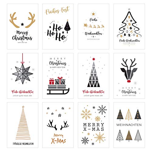 Edition Seidel Set 12 exklusive Premium Weihnachtskarten mit Umschlag. Doppelkarten/Klappkarten mit Briefumschlag. Weihnachten Karte Postkarte Weihnachtspostkarte (20677) von Edition Seidel