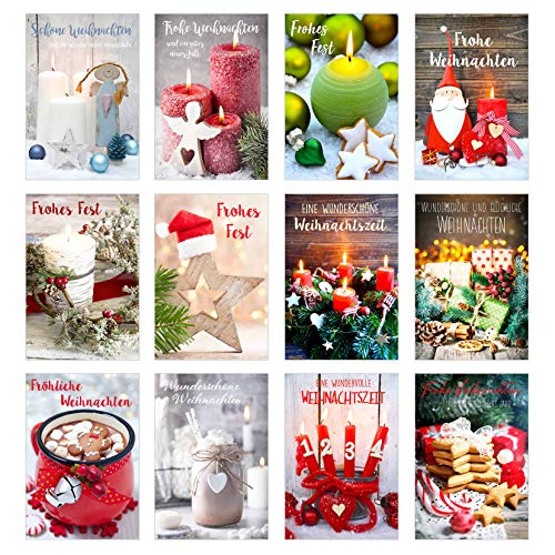Edition Seidel Set 12 exklusive Premium Weihnachtskarten mit Umschlag. Doppelkarten/Klappkarten mit Briefumschlag. Weihnachten Karte Postkarte Weihnachtspostkarte von Edition Seidel