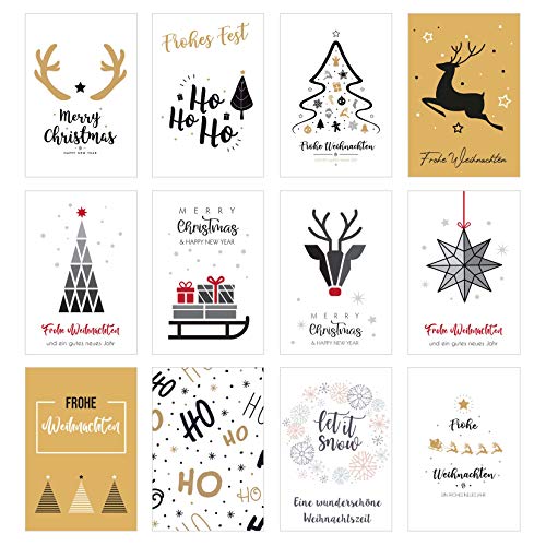 Edition Seidel Set 12 exklusive Premium Weihnachtskarten mit Umschlag. Doppelkarten/Klappkarten mit Briefumschlag. Weihnachten Karte Postkarte Weihnachtspostkarte von Edition Seidel
