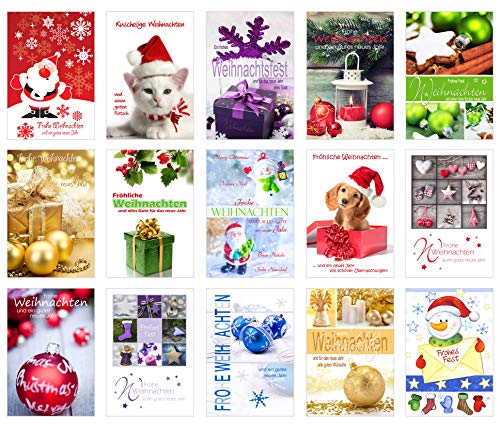 Edition Seidel Set 15 Weihnachtskarten mit Umschlag. Weihnachten Karte (Doppelkarten/Klappkarten mit Briefumschlag). Postkarte Weihnachtspostkarte von Edition Seidel