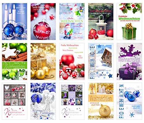 Edition Seidel Set 15 Weihnachtskarten mit Umschlag. Weihnachten Karte (Doppelkarten/Klappkarten mit Briefumschlag). Postkarte Weihnachtspostkarte von Edition Seidel