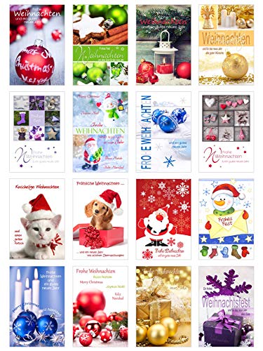 Edition Seidel Set 16 Weihnachtskarten mit Umschlag. Weihnachten Karte (Doppelkarten/Klappkarten mit Briefumschlag). Weihnachten Karte Postkarte Weihnachtspostkarte von Edition Seidel