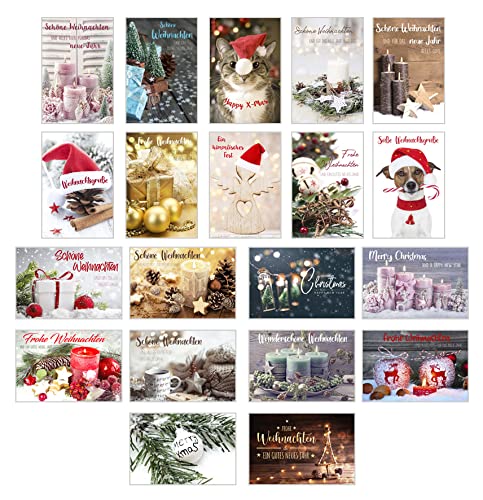 Edition Seidel Set 20 exklusive Premium Weihnachtskarten mit Umschlag. Doppelkarten/Klappkarten mit Briefumschlag. Weihnachten Karte Postkarte Weihnachtspostkarte von Edition Seidel