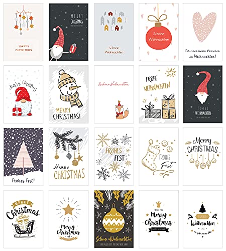 Edition Seidel Set 20 exklusive Premium Weihnachtskarten mit Umschlag. Doppelkarten/Klappkarten mit Briefumschlag. Weihnachten Karte Postkarte Weihnachtspostkarte von Edition Seidel