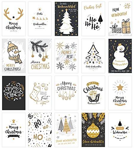 Edition Seidel Set 20 exklusive Premium Weihnachtskarten mit Umschlag. Doppelkarten/Klappkarten mit Briefumschlag. Weihnachten Karte Postkarte Weihnachtspostkarte von Edition Seidel