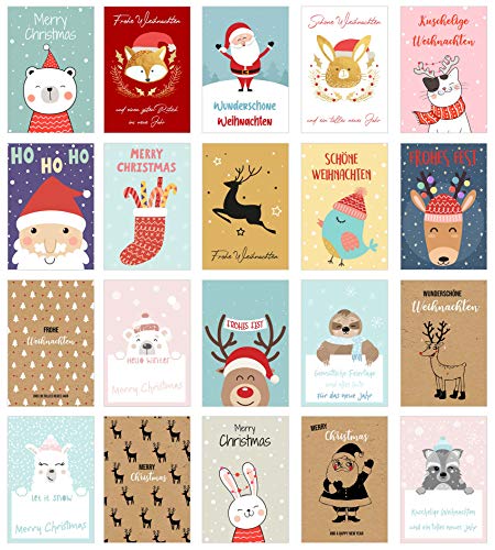 Edition Seidel Set 20 exklusive Premium Weihnachtskarten mit Umschlag. Doppelkarten/Klappkarten mit Briefumschlag. Weihnachten Karte Postkarte Weihnachtspostkarte von Edition Seidel