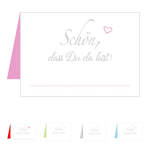 Edition Seidel Set 25 Premium Tischkarten Platzkarten Namenskarten Hochzeit Geburtstag Taufe Kommunion Konfirmation Firmung Jugendweihe Feier Jubiläum (Herzen Rosa Pink, 25 Karten) von Edition Seidel