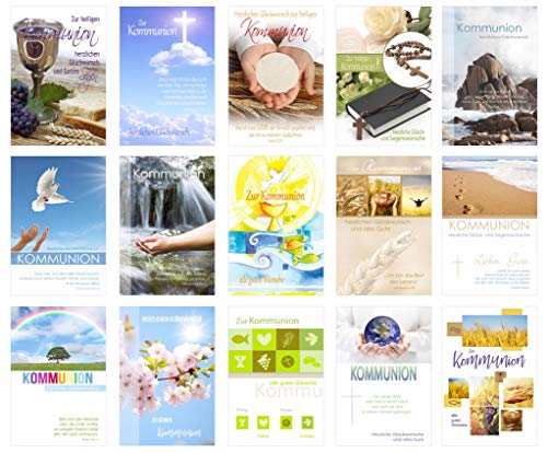 Edition Seidel Set 30 Kommunionskarten mit Umschlag (15 x 2) - Glückwunschkarte zur Kommunion - Kommunionskarte - Set Kartenset (Klappkarten mit Briefumschlag) von Edition Seidel