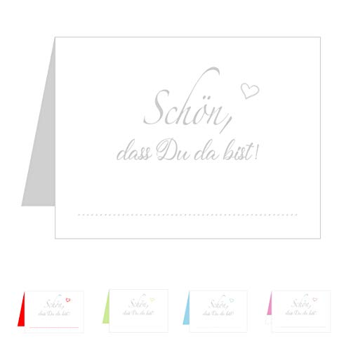 Edition Seidel Set 50 Premium Tischkarten Tischkärtchen Platzkarten Namenskarten Hochzeit - Geburtstag - Taufe - Kommunion - Konfirmation - Firmung - Jugendweihe - Goldene Hochzeit (Grau/Silber) von Edition Seidel