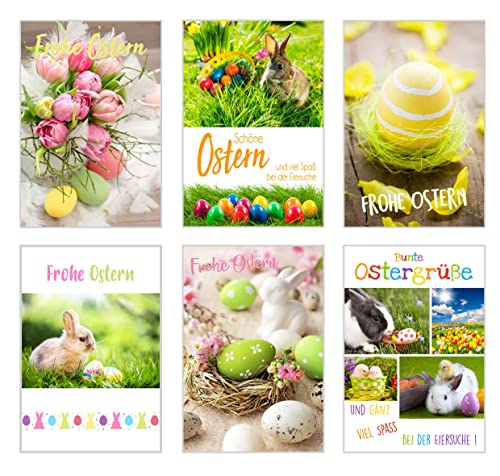 Edition Seidel Set 6 Premium Osterkarten mit Umschlag (Doppelkarten Klappkarten Glückwunschkarten) Karte Postkarte Ostern (SW02) von Edition Seidel
