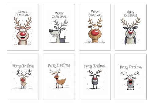Edition Seidel Set 8 exklusive Premium Weihnachtskarten mit Umschlag. Doppelkarten/Klappkarten mit Briefumschlag. Karte Postkarte Grußkarte Weihnachtspostkarte Weihnachten Xmas Rentier von Edition Seidel