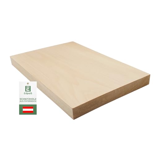 EdpaS Schnitzholz Brett aus Lindenholz 30 x 20 x 2,5 cm zum Schnitzen und drechseln oder basteln zur Kerbschnitzerei - Lindenholz zum Schnitzen - Schnitzset zum Holz schnitzen Schnitzholz für Kinder von EdpaS