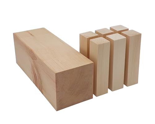 Edpas Zirben Schnitzholz Mix Set 1 x Groß 20x7x7cm + 6 kleine Holzblöcke + Schnitzvorlagen - Zirbenholz zum Schnitzen Drechseln von EdpaS