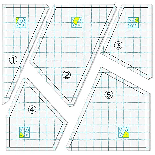 Edsdeyet 5 Stück Quilting Vorlage Set Nähmaschine Lineal DIY Hand Patchwork Quilten Lineal Quilt Vorlagen Quadratische Vorlagen von Edsdeyet