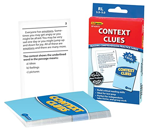Edupress EP-3072, Blue Reading Comprehension Practice Cards, Context Clues, Level von Edupress