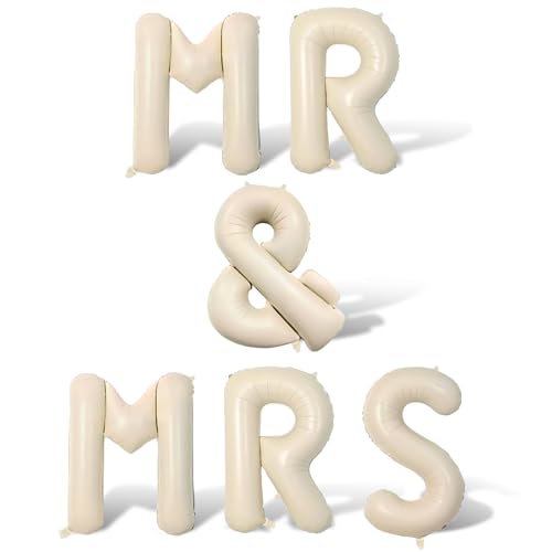 101,6 cm große Hochzeitsdekor-Luftballons "Mr & Mrs" – Jumbo-Luftballons für Verlobungsparty, Brautparty, Hochzeit, Hintergrunddekorationen für Zeremonie, Empfang von Edussy