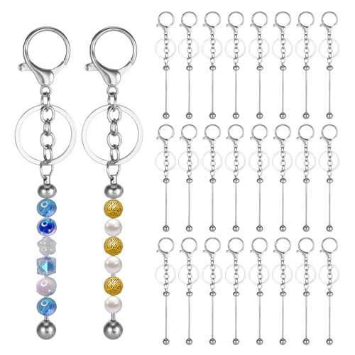24 Stück Metall-Schlüsselanhänger, blanko, zum Basteln, DIY-Geschenke, kreativer toter Schlüsselanhänger, Geschenke für Damen und Herren, Perlen-Schlüsselanhänger, Stangen, DIY für Perlen 24 Stück Metall-Schlüsselanhänger, blanko, zum Basteln, DIY-Geschenke, kreativer toter Schlüsselanhänger, Geschenke für Damen und Herren, Perlen-Schlüsselanhänger, Stangen, DIY für Perlen von EeYahYong