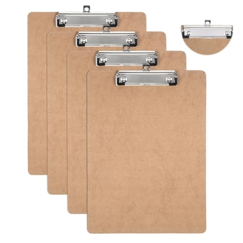 4 Stück Klemmbrett A4 Holz,Klemmbretter,Clipboard A4 mit Metalklemme,Schreibplatte,Zwischenablage,Hängende Lagerung,für Klassenzimmer,Büro,Restaurants,Eindicken Schreibbrett aus Holzfaser von EeYahYong