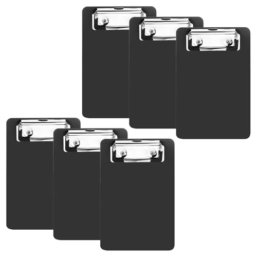 Mini-Klemmbrett, Acryl, kleine Klemmbretter, schwarz, Notizblöcke, Taschenklemmbretter, 10,2 x 15,2 cm, buntes Kunststoff-Klemmbrett mit Halteklammern für Klassenzimmer, Restaurants, Büro, 6 Stück Mini-Klemmbrett, Acryl, kleine Klemmbretter, schwarz, Notizblöcke, Taschenklemmbretter, 10,2 x 15,2 cm, buntes Kunststoff-Klemmbrett mit Halteklammern für Klassenzimmer, Restaurants, Büro, 6 Stück von EeYahYong